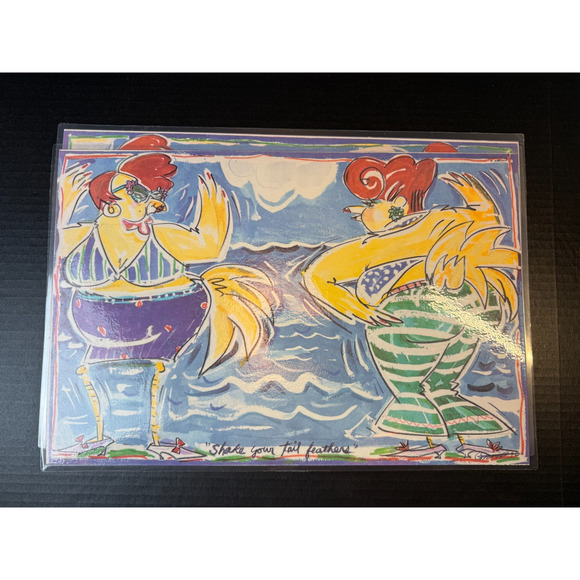 Conrad Bell Chicks at the Beach Placemats Set of 4 Carnevale Hen Beach Party Vtg - Picture 5 of 8